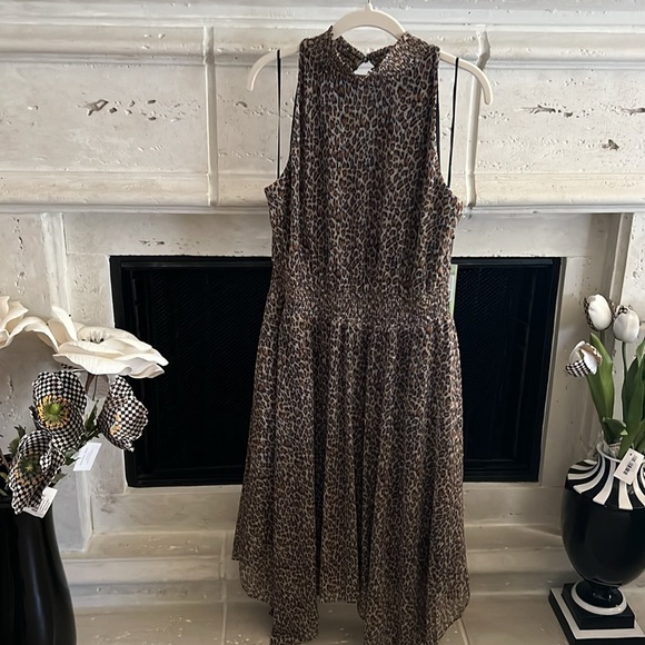 Sam Edelman metallic leopard print high low dress - Picture 4 of 9